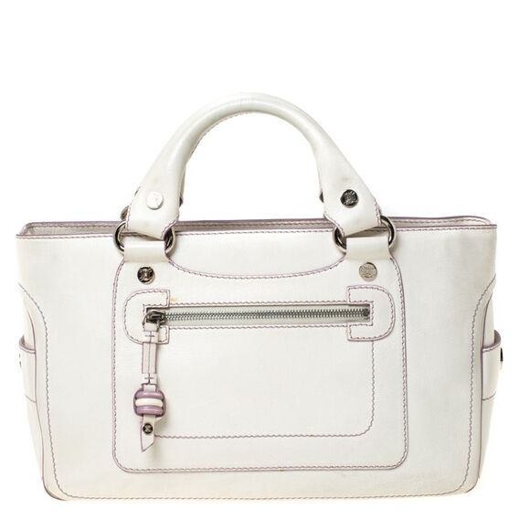 Celine White/Lavender Leather Boogie Tote - Picture 1 of 4